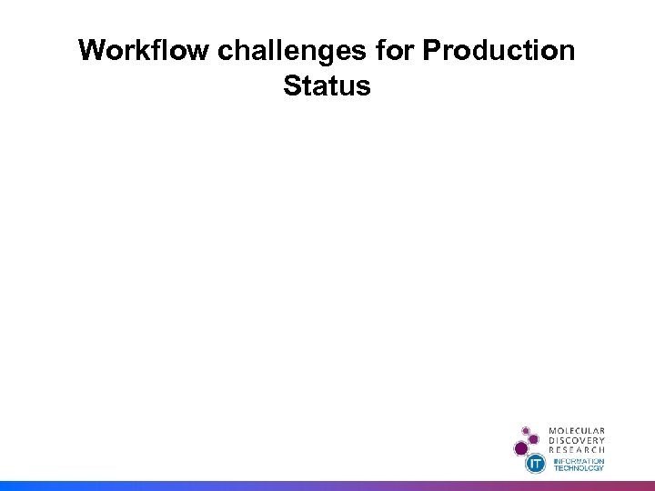 Workflow challenges for Production Status 