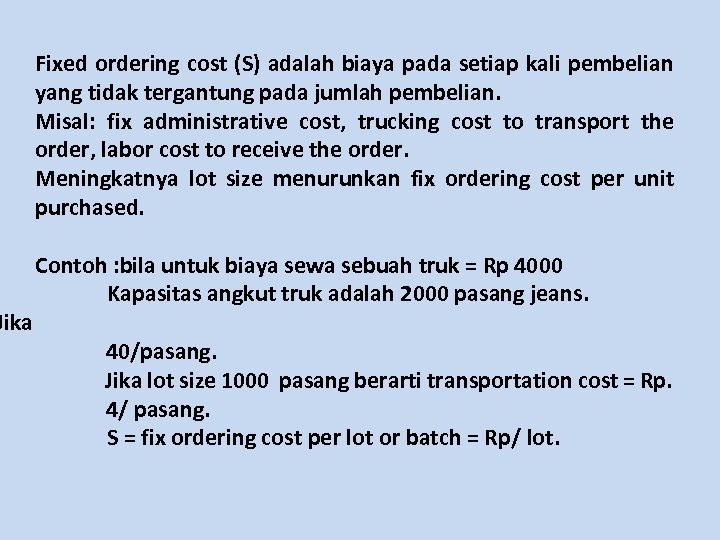 Ordering cost