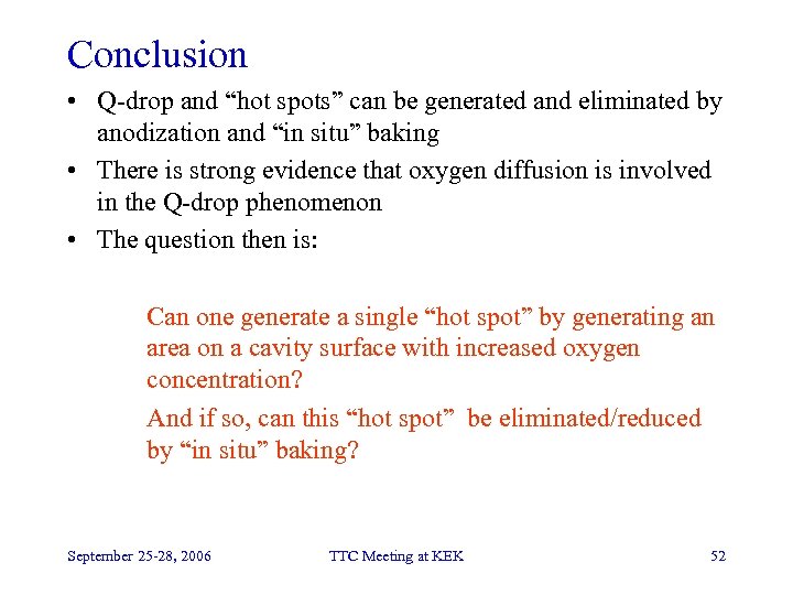 Conclusion • Q-drop and “hot spots” can be generated and eliminated by anodization and