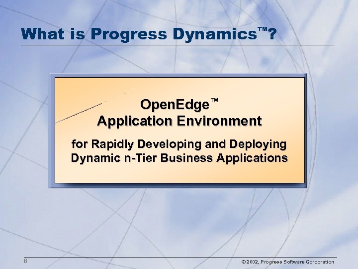 What is Progress Dynamics™? Open. Edge™ Application Environment for Rapidly Developing and Deploying Dynamic