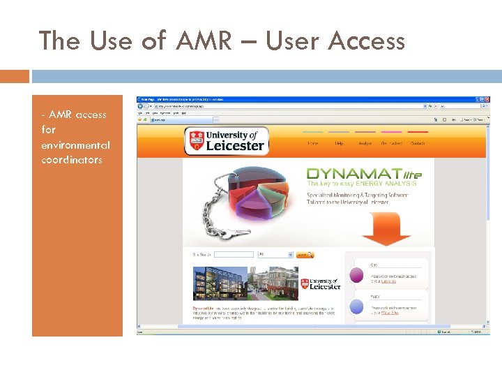 The Use of AMR – User Access - AMR access for environmental coordinators 