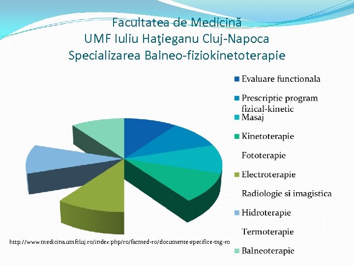 Facultatea de Medicină UMF Iuliu Haţieganu Cluj-Napoca Specializarea Balneo-fiziokinetoterapie http: //www. medicina. umfcluj. ro/index.