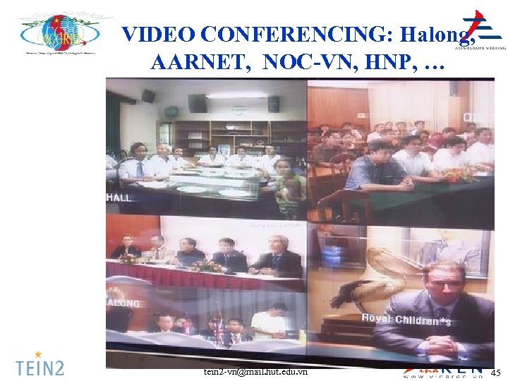 VIDEO CONFERENCING: Halong, AARNET, NOC-VN, HNP, … tein 2 -vn@mail. hut. edu. vn 45