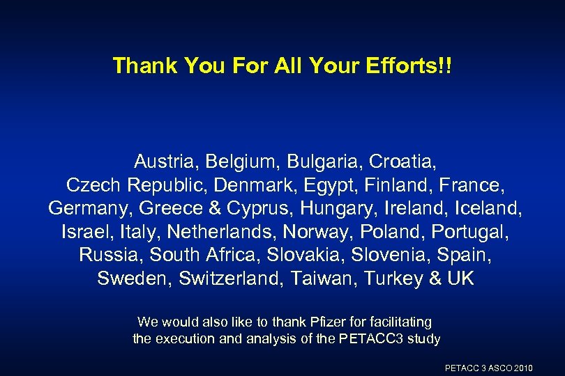 Thank You For All Your Efforts!! Austria, Belgium, Bulgaria, Croatia, Czech Republic, Denmark, Egypt,