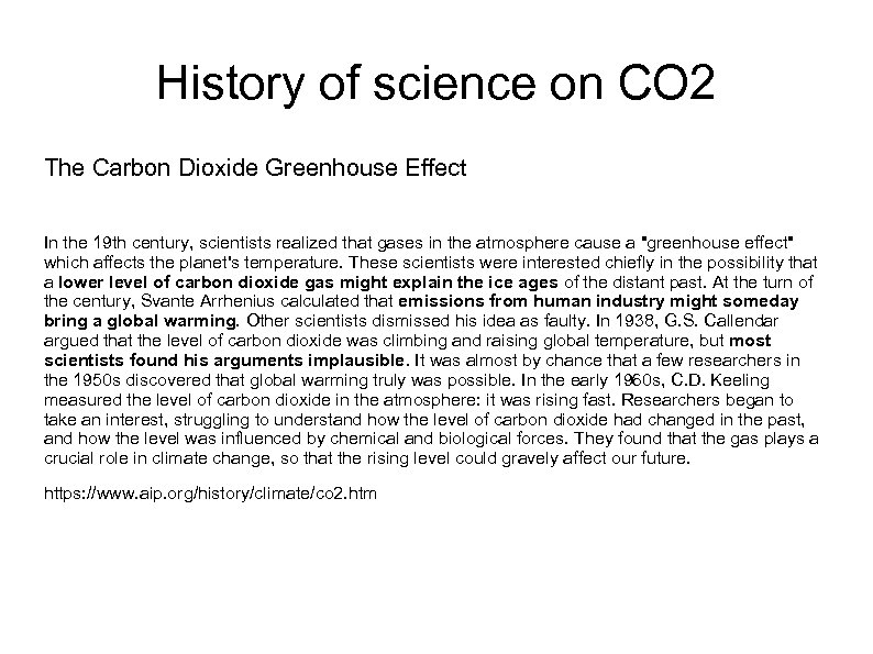 History of science on CO 2 The Carbon Dioxide Greenhouse Effect In the 19