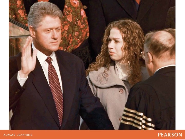Chief Justice William Rehnquist administers the oath of office to President William Jefferson Clinton