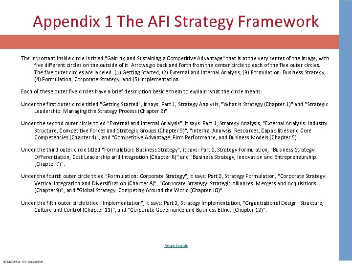 Appendix 1 The AFI Strategy Framework The important inside circle is titled 