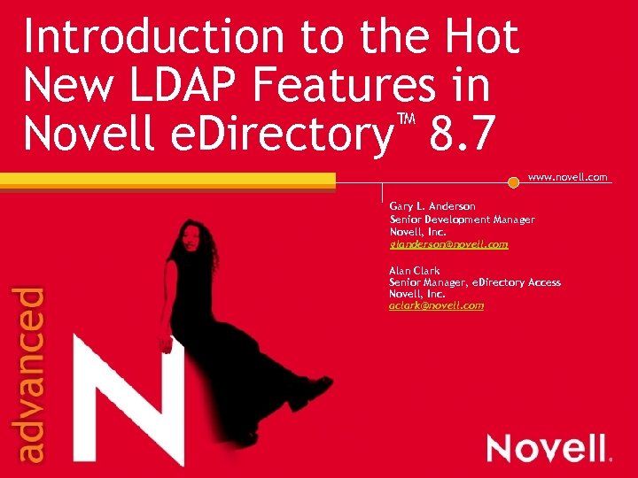 Introduction to the Hot New LDAP Features in ™ 8. 7 Novell e. Directory