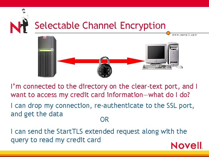 Selectable Channel Encryption I’m connected to the directory on the clear-text port, and I