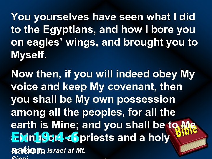 You yourselves have seen what I did to the Egyptians, and how I bore