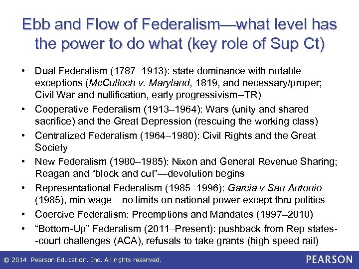 Ebb and Flow of Federalism—what level has the power to do what (key role