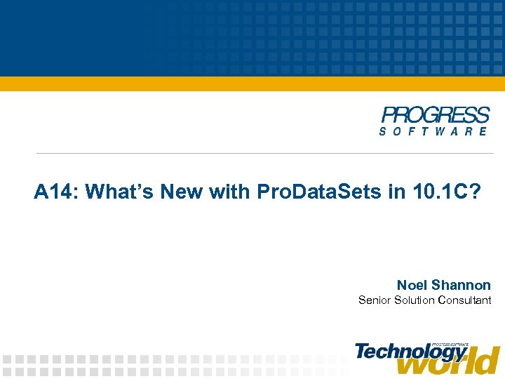 A 14: What’s New with Pro. Data. Sets in 10. 1 C? Noel Shannon