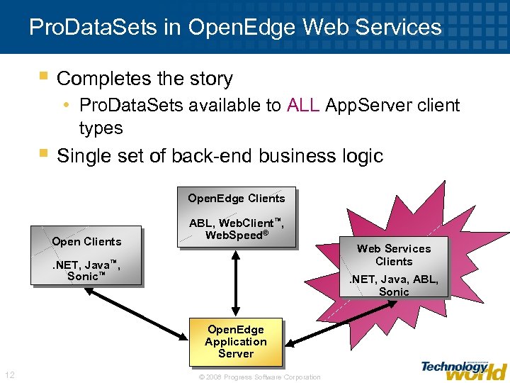 Pro. Data. Sets in Open. Edge Web Services § Completes the story • Pro.