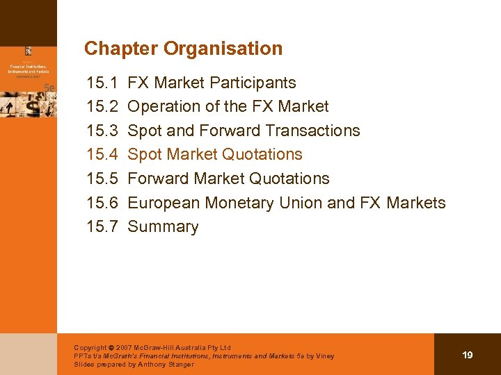 Chapter Organisation 15. 1 15. 2 15. 3 15. 4 15. 5 15. 6