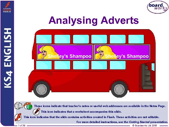 Analysing Adverts These icons indicate that teacher’s notes or useful web addresses are available
