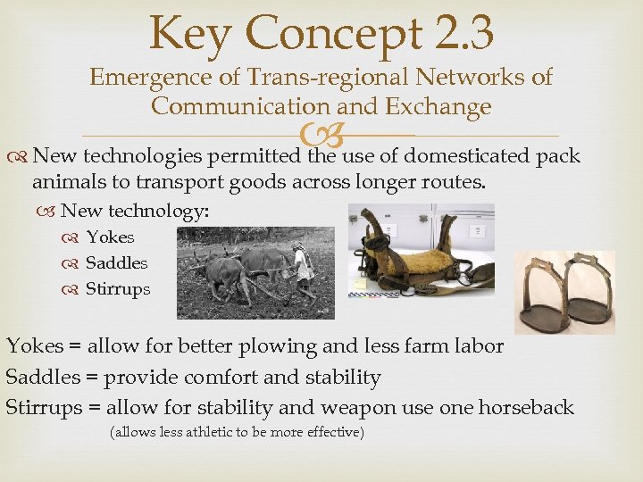 Key Concept 2. 3 Emergence of Trans-regional Networks of Communication and Exchange use of