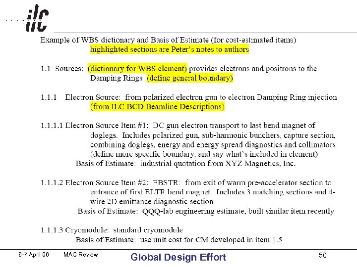  6 -7 April 06 MAC Review Global Design Effort 50 