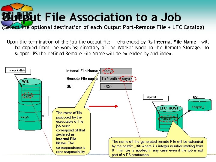 Output File Association to a Job (Select the optional destination of each Output Port-Remote