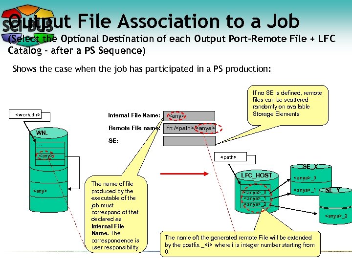 Output File Association to a Job (Select the Optional Destination of each Output Port-Remote