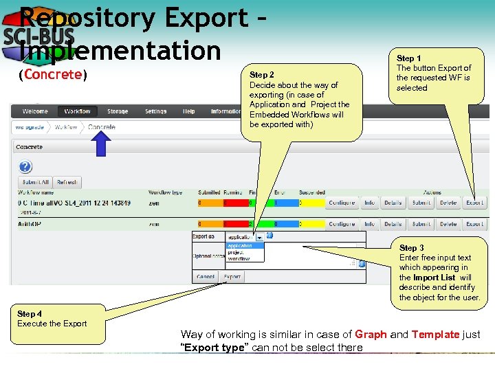 Repository Export – Implementation (Concrete) Step 2 Decide about the way of exporting (in