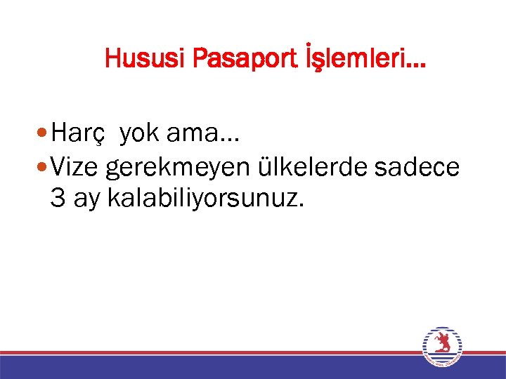 Hususi Pasaport İşlemleri… Harç yok ama… Vize gerekmeyen ülkelerde sadece 3 ay kalabiliyorsunuz. 