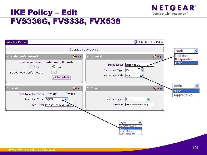 IKE Policy – Edit FVS 336 G, FVS 338, FVX 538 © 1996 -2006