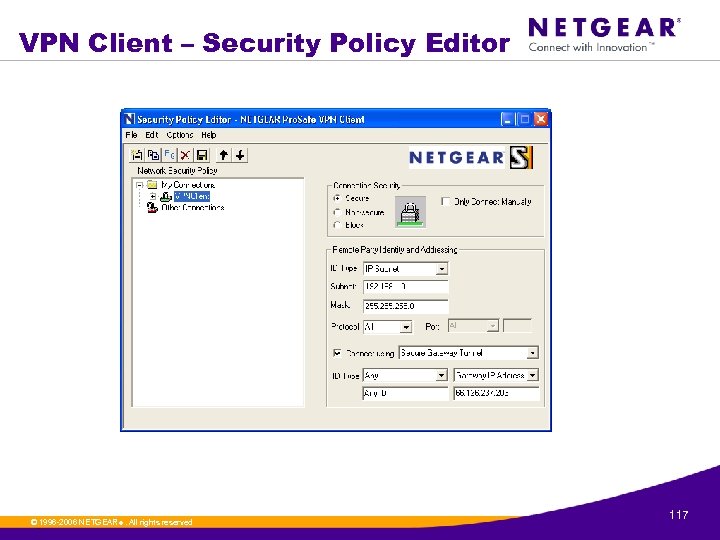 VPN Client – Security Policy Editor © 1996 -2006 NETGEAR ®. All rights reserved.