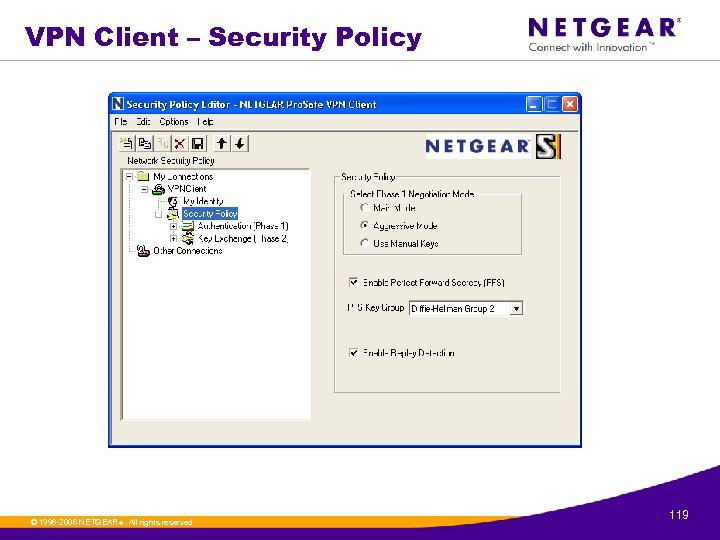 VPN Client – Security Policy © 1996 -2006 NETGEAR ®. All rights reserved. 119