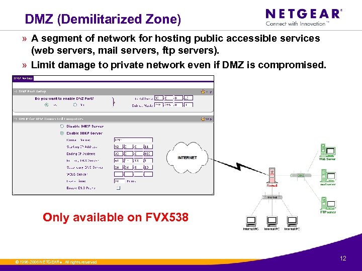 DMZ (Demilitarized Zone) » A segment of network for hosting public accessible services (web