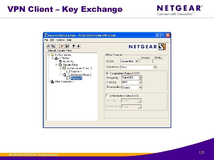 VPN Client – Key Exchange © 1996 -2006 NETGEAR ®. All rights reserved. 121