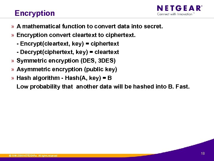 Encryption » A mathematical function to convert data into secret. » Encryption convert cleartext