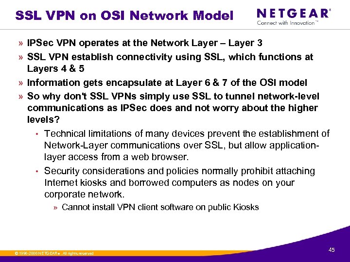 SSL VPN on OSI Network Model » IPSec VPN operates at the Network Layer