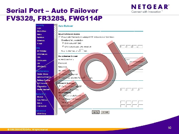 Serial Port – Auto Failover FVS 328, FR 328 S, FWG 114 P L