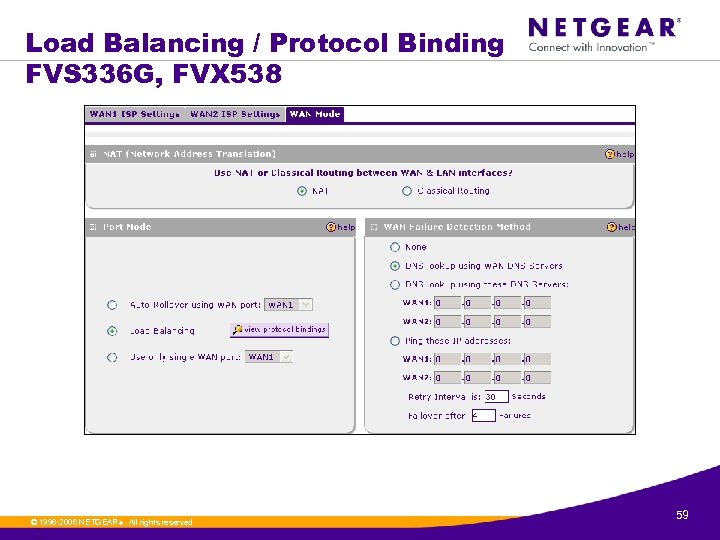 Load Balancing / Protocol Binding FVS 336 G, FVX 538 © 1996 -2006 NETGEAR