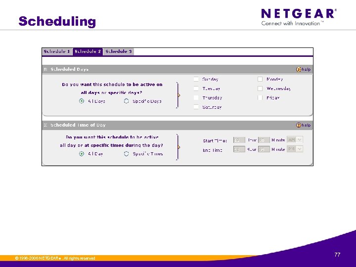 Scheduling © 1996 -2006 NETGEAR ®. All rights reserved. 77 