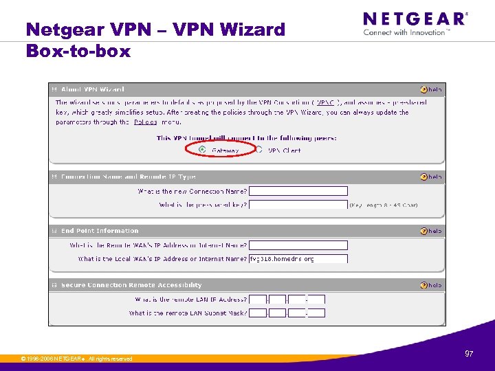 Netgear VPN – VPN Wizard Box-to-box © 1996 -2006 NETGEAR ®. All rights reserved.