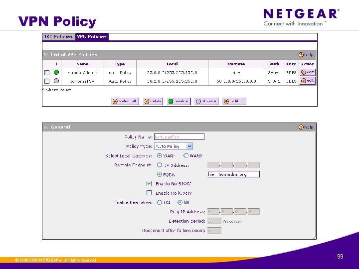 VPN Policy © 1996 -2006 NETGEAR ®. All rights reserved. 99 