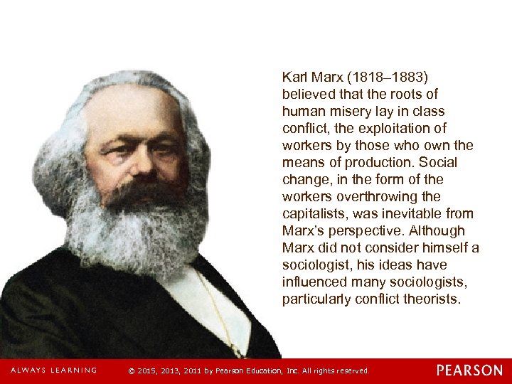 Karl Marx (1818– 1883) believed that the roots of human misery lay in class