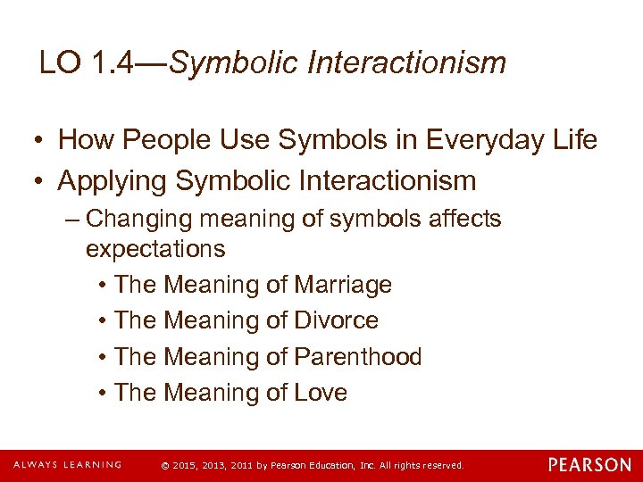 LO 1. 4—Symbolic Interactionism • How People Use Symbols in Everyday Life • Applying