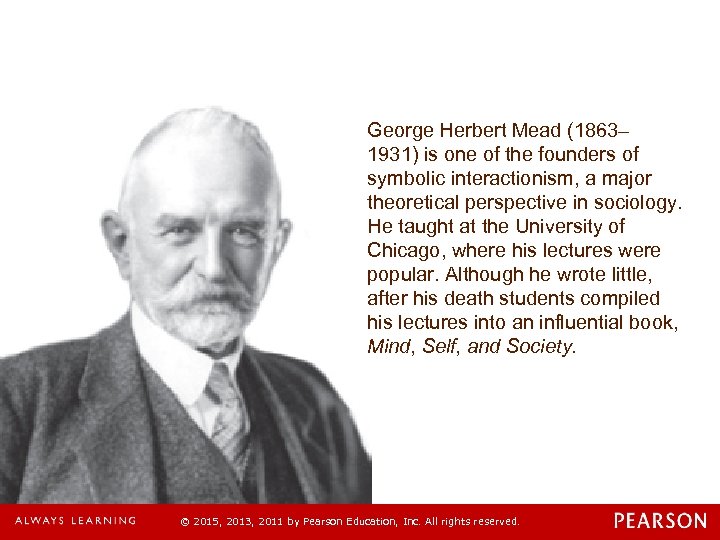 George Herbert Mead (1863– 1931) is one of the founders of symbolic interactionism, a