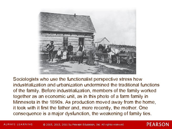 Sociologists who use the functionalist perspective stress how industrialization and urbanization undermined the traditional