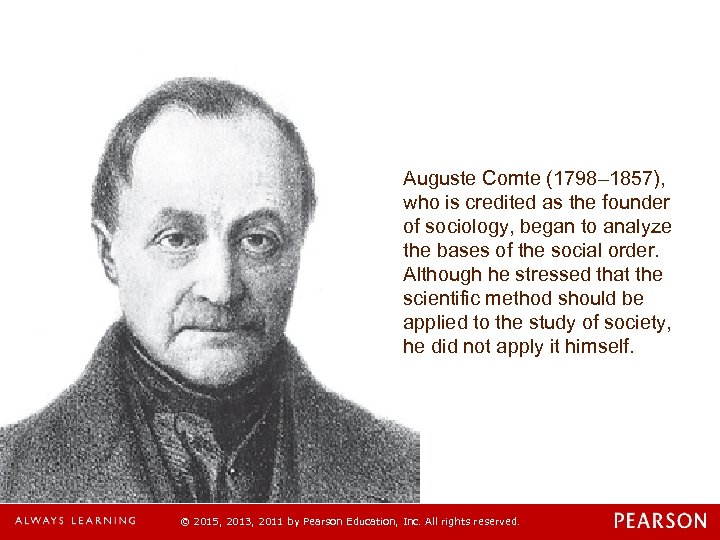 Auguste Comte (1798– 1857), who is credited as the founder of sociology, began to