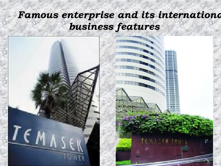 Famous enterprise and its internationa business features 