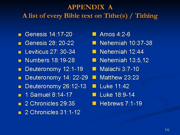APPENDIX A A list of every Bible text on Tithe(s) / Tithing Genesis 14: