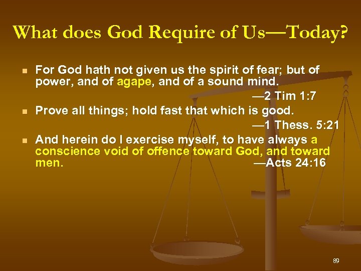 What does God Require of Us—Today? Us For God hath not given us the