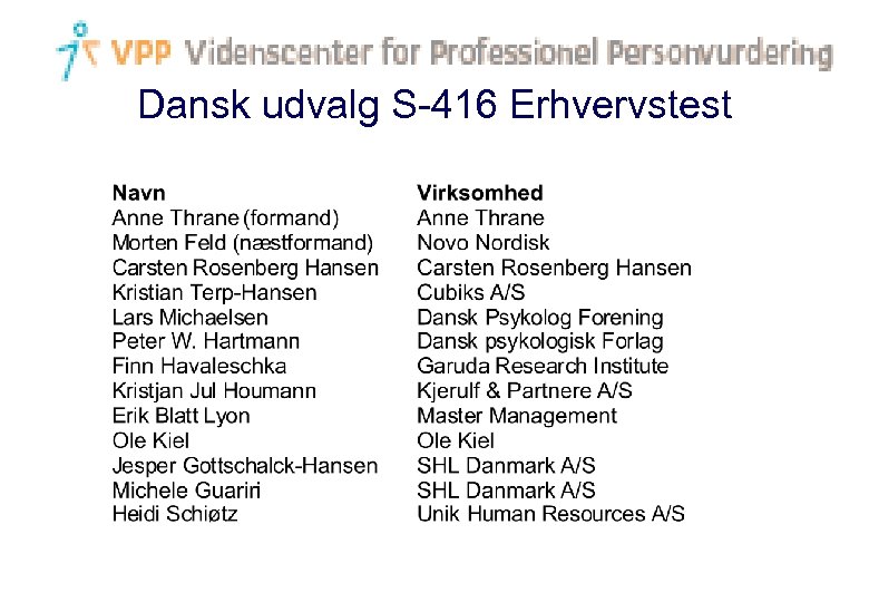 Dansk udvalg S-416 Erhvervstest 