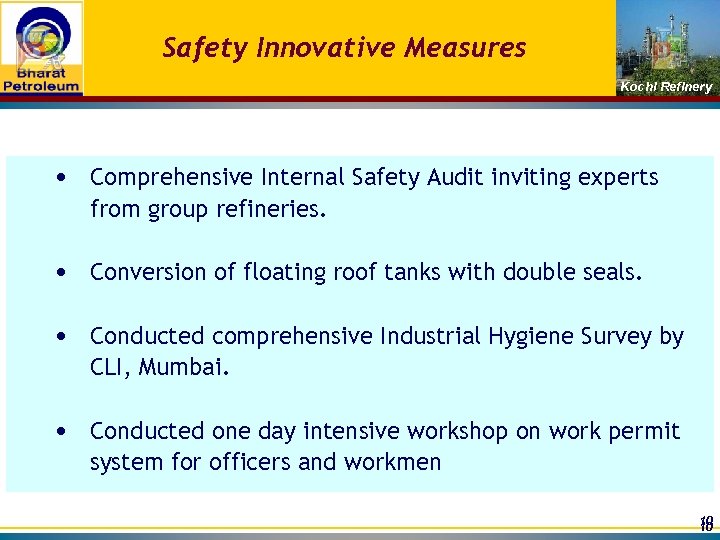 Safety Innovative Measures Kochi Refinery • Comprehensive Internal Safety Audit inviting experts from group