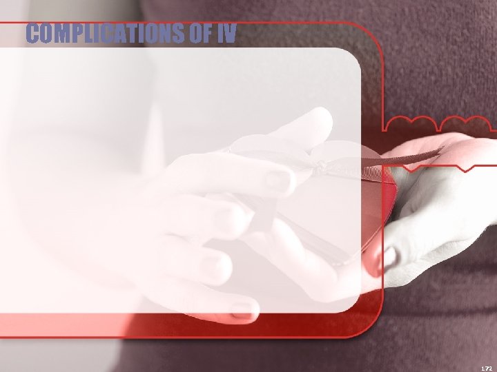 COMPLICATIONS OF IV 172 