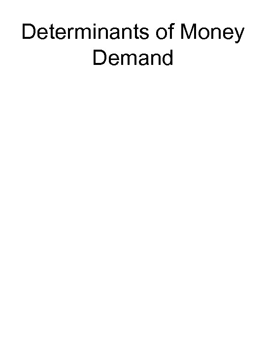 Determinants of Money Demand 