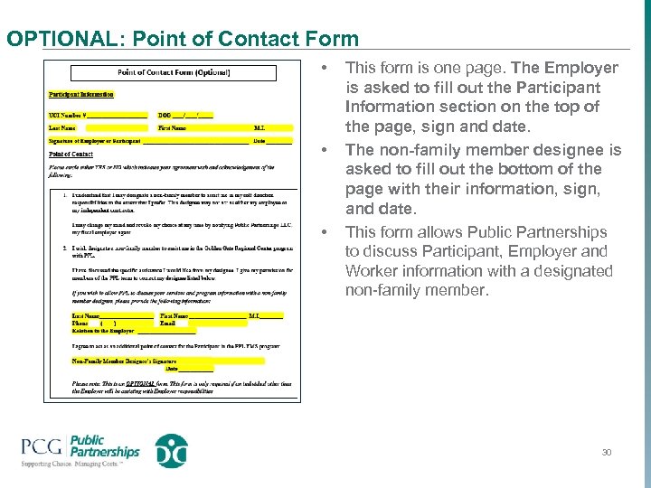 OPTIONAL: Point of Contact Form • • • This form is one page. The